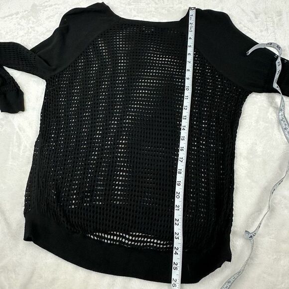 Express Women's Size M Long Sleeve Fish Net Top Black See Thru Mesh - Picture 8 of 8